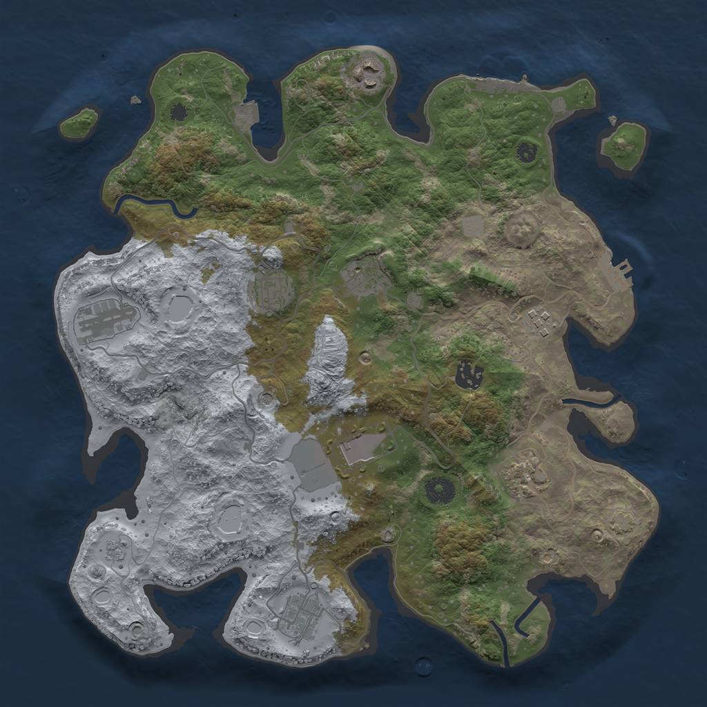 Rust Map: Procedural Map, Size: 3600, Seed: 2010732767, 17 Monuments