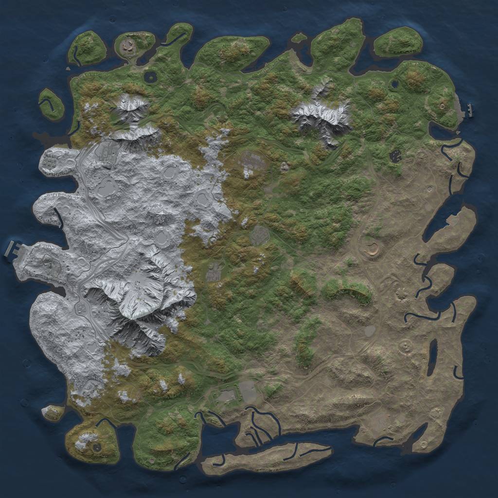 Rust Map: Procedural Map, Size: 6000, Seed: 428827393, 19 Monuments