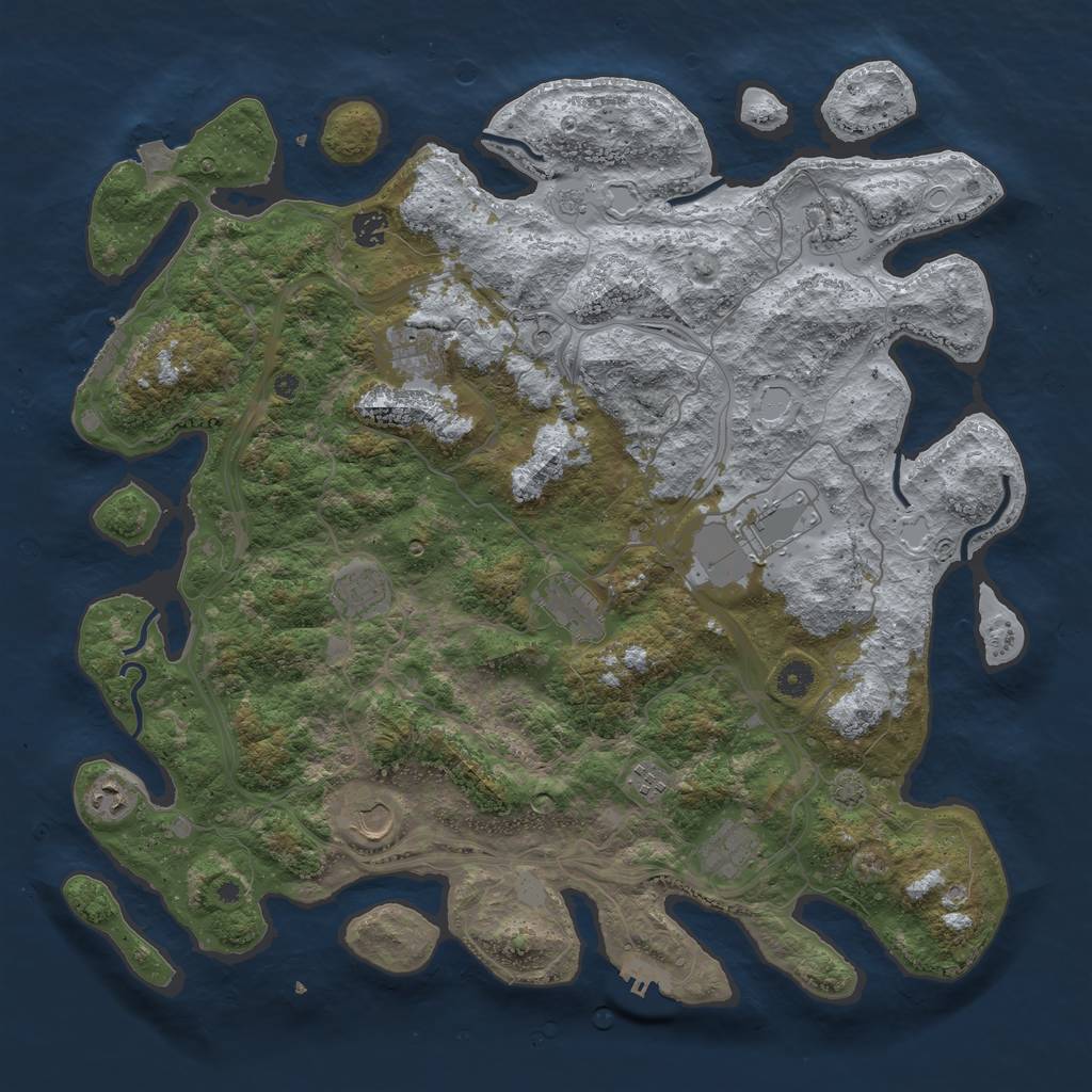 Rust Map: Procedural Map, Size: 4500, Seed: 1278, 18 Monuments