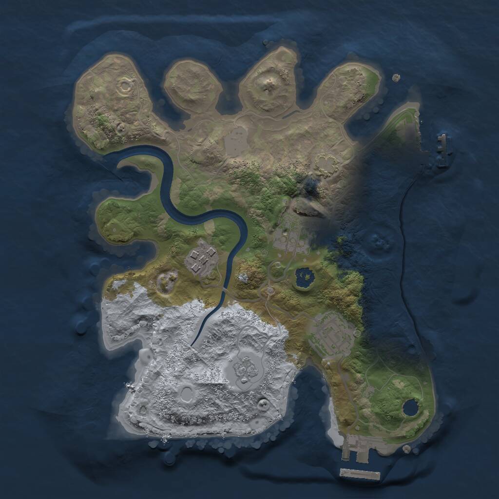 Rust Map: Procedural Map, Size: 2500, Seed: 74675432, 8 Monuments