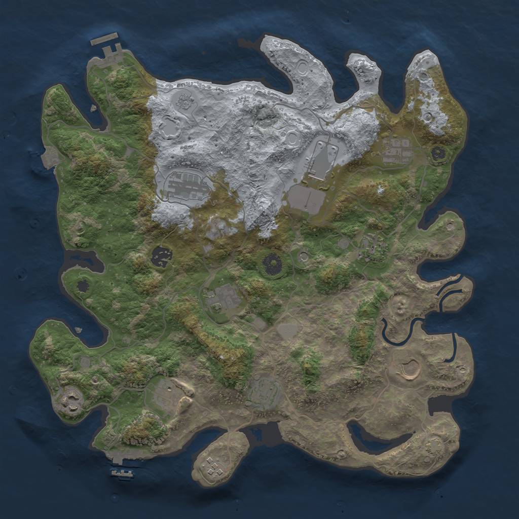 Rust Map: Procedural Map, Size: 3750, Seed: 952256383, 19 Monuments