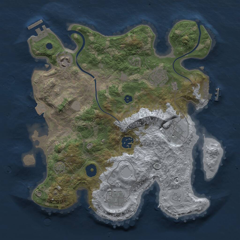 Rust Map: Procedural Map, Size: 3000, Seed: 1372944849, 10 Monuments