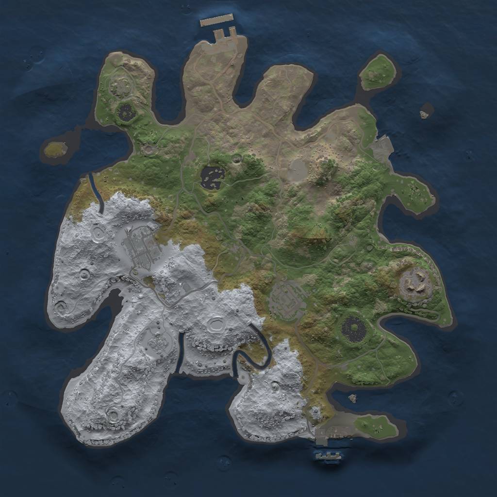 Rust Map: Procedural Map, Size: 3000, Seed: 2046805576, 11 Monuments