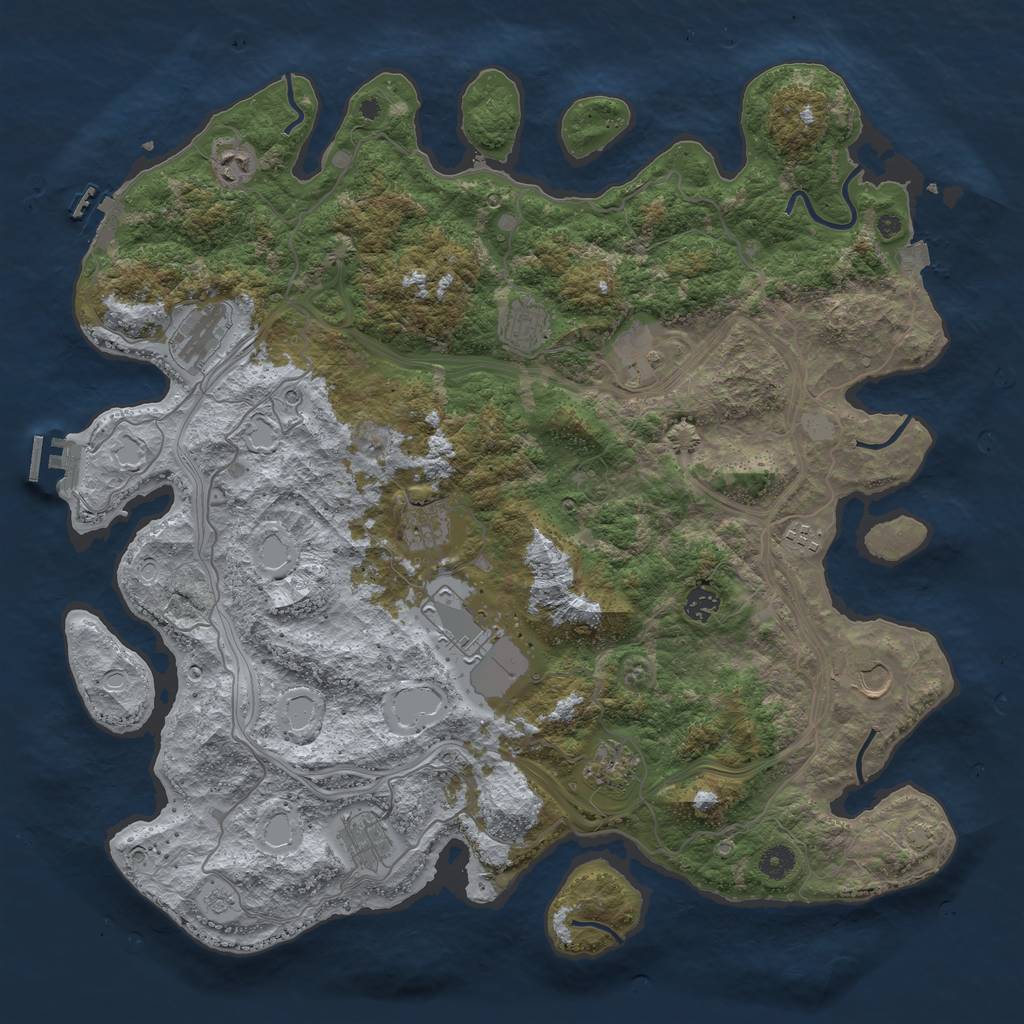 Rust Map: Procedural Map, Size: 4500, Seed: 659643027, 19 Monuments