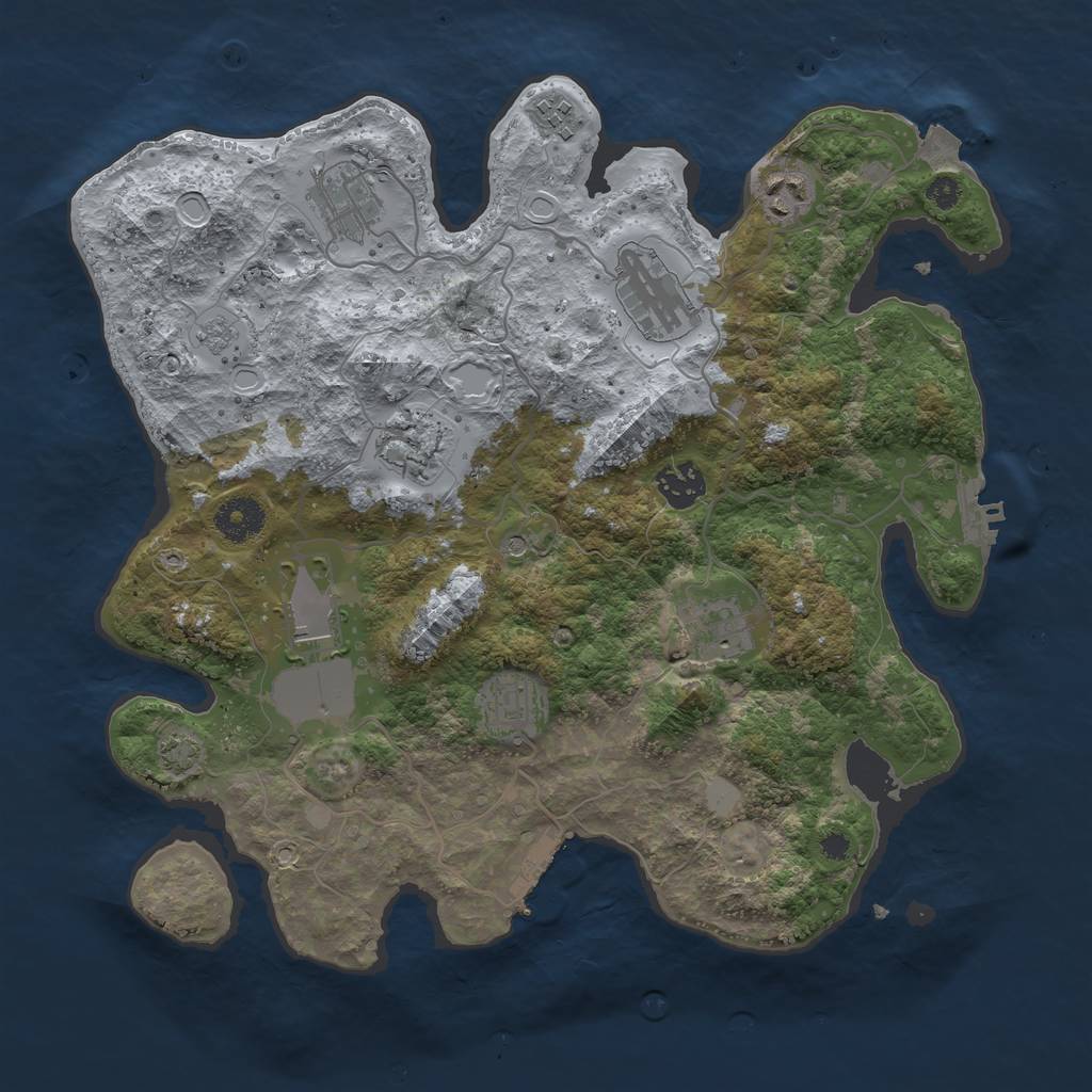 Rust Map: Procedural Map, Size: 3500, Seed: 1193795200, 17 Monuments