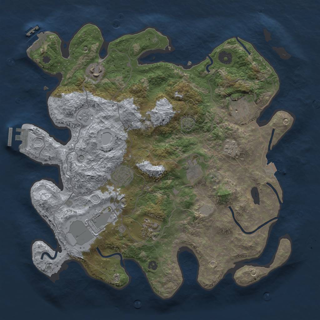 Rust Map: Procedural Map, Size: 3500, Seed: 1688592068, 15 Monuments