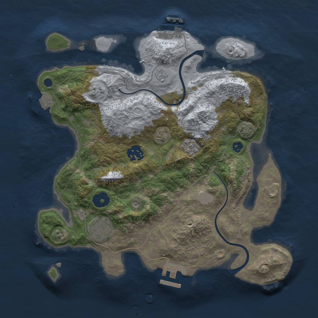 Rust Map: Procedural Map, Size: 3000, Seed: 1151494771, 9 Monuments