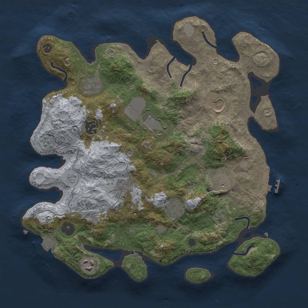 Rust Map: Procedural Map, Size: 3500, Seed: 97844921, 16 Monuments