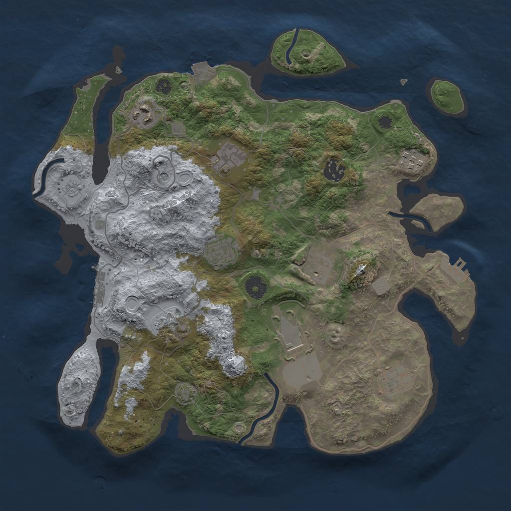 Rust Map: Procedural Map, Size: 3500, Seed: 2063989166, 17 Monuments