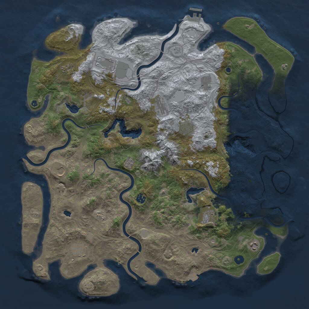 Rust Map: Procedural Map, Size: 5000, Seed: 1834317776, 16 Monuments
