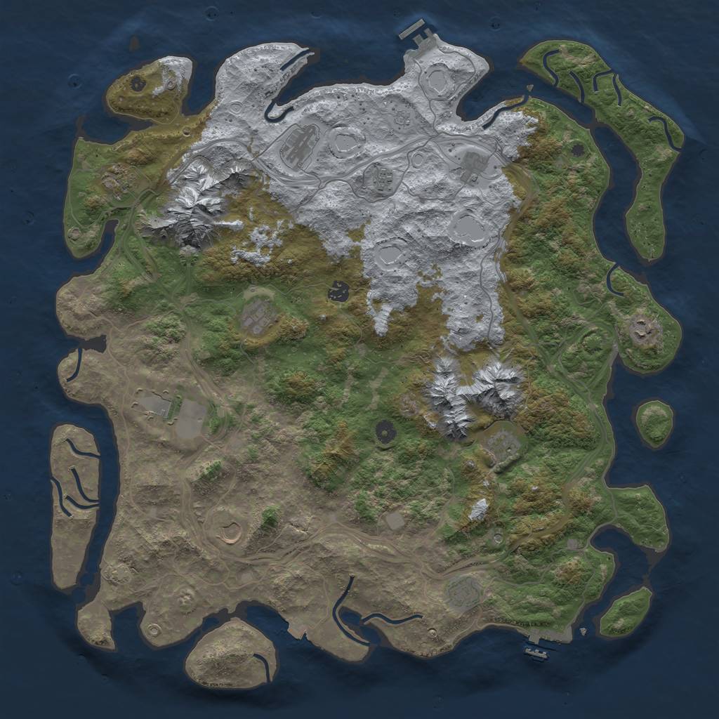 Rust Map: Procedural Map, Size: 5000, Seed: 1834317776, 19 Monuments