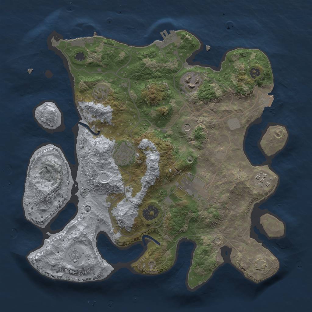 Rust Map: Procedural Map, Size: 3000, Seed: 575122874, 12 Monuments