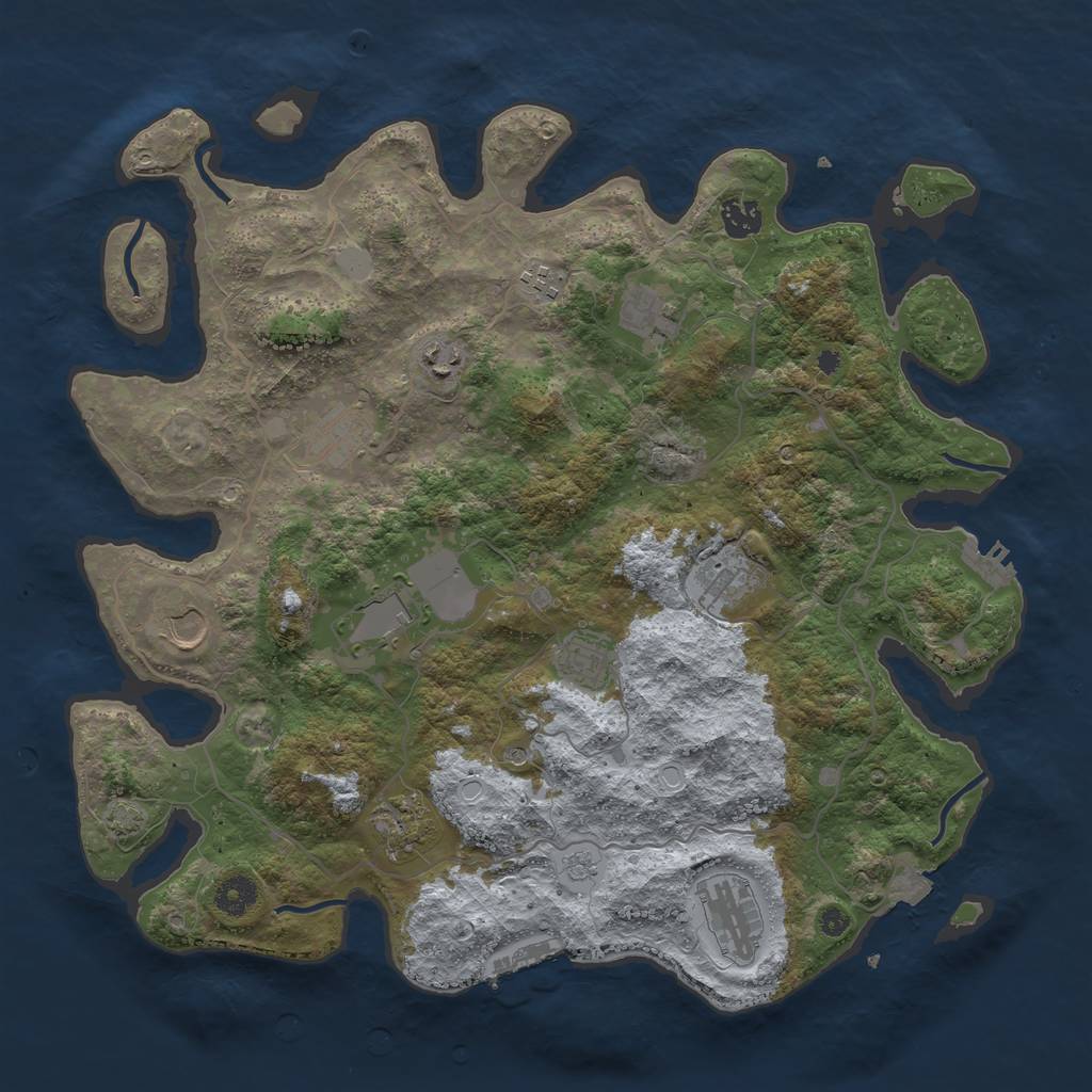 Rust Map: Procedural Map, Size: 4000, Seed: 305568704, 19 Monuments