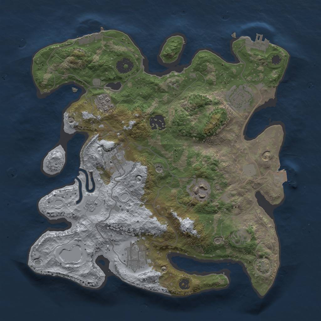 Rust Map: Procedural Map, Size: 3000, Seed: 1235467, 14 Monuments