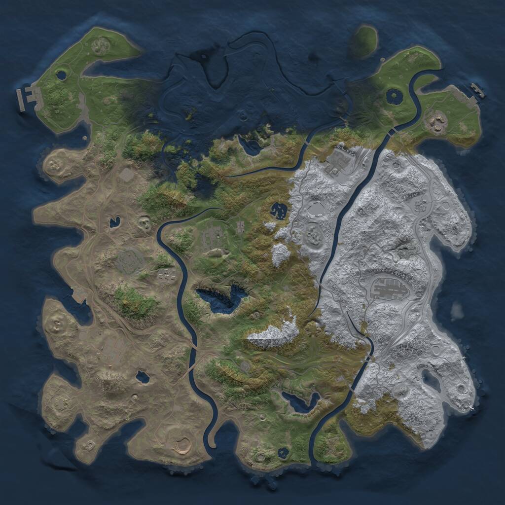 Rust Map: Procedural Map, Size: 4500, Seed: 736719, 15 Monuments