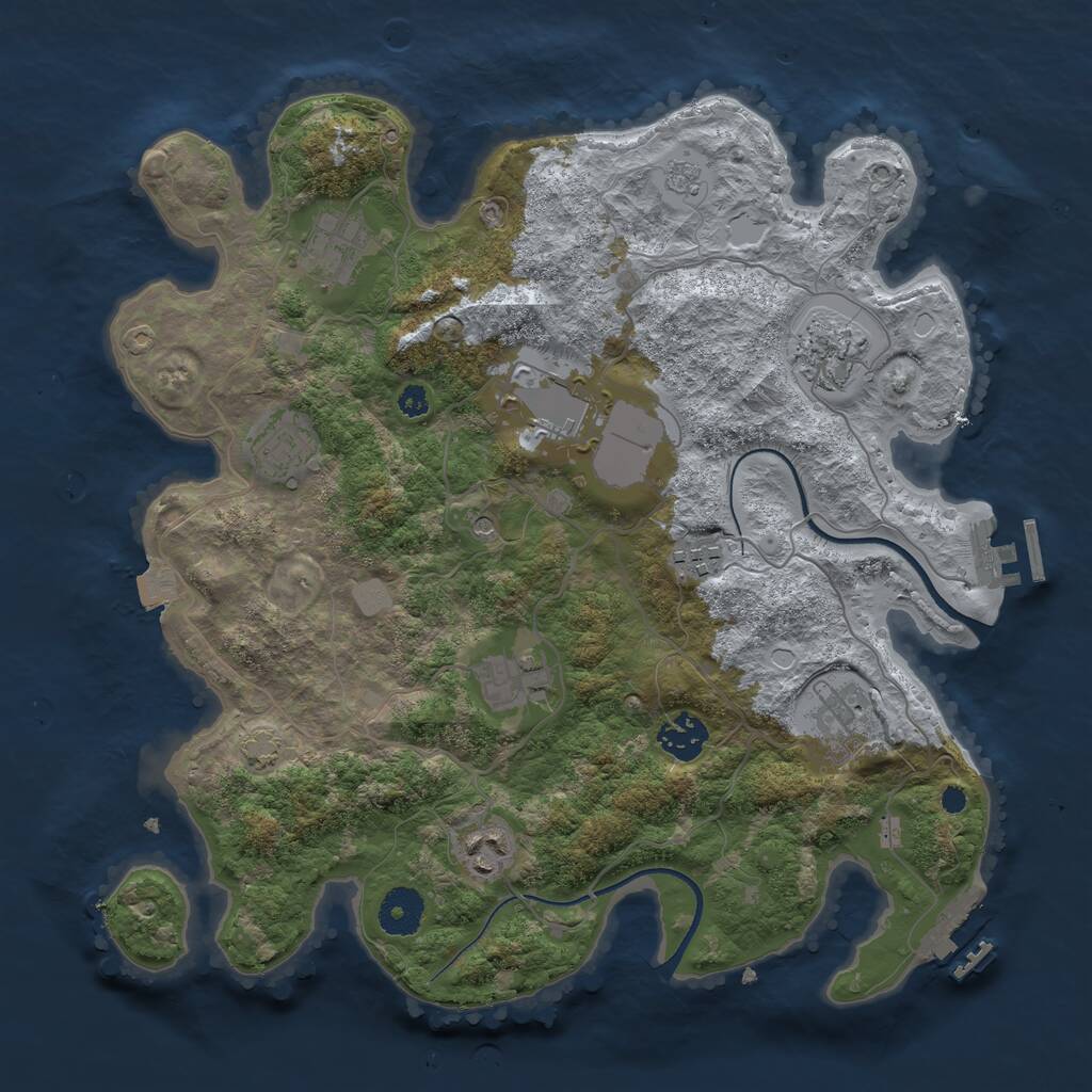 Rust Map: Procedural Map, Size: 3500, Seed: 595713988, 15 Monuments