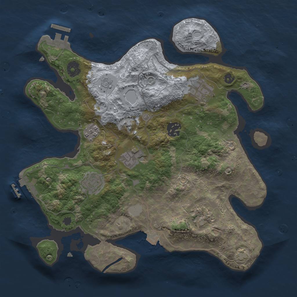 Rust Map: Procedural Map, Size: 3000, Seed: 205570260, 14 Monuments