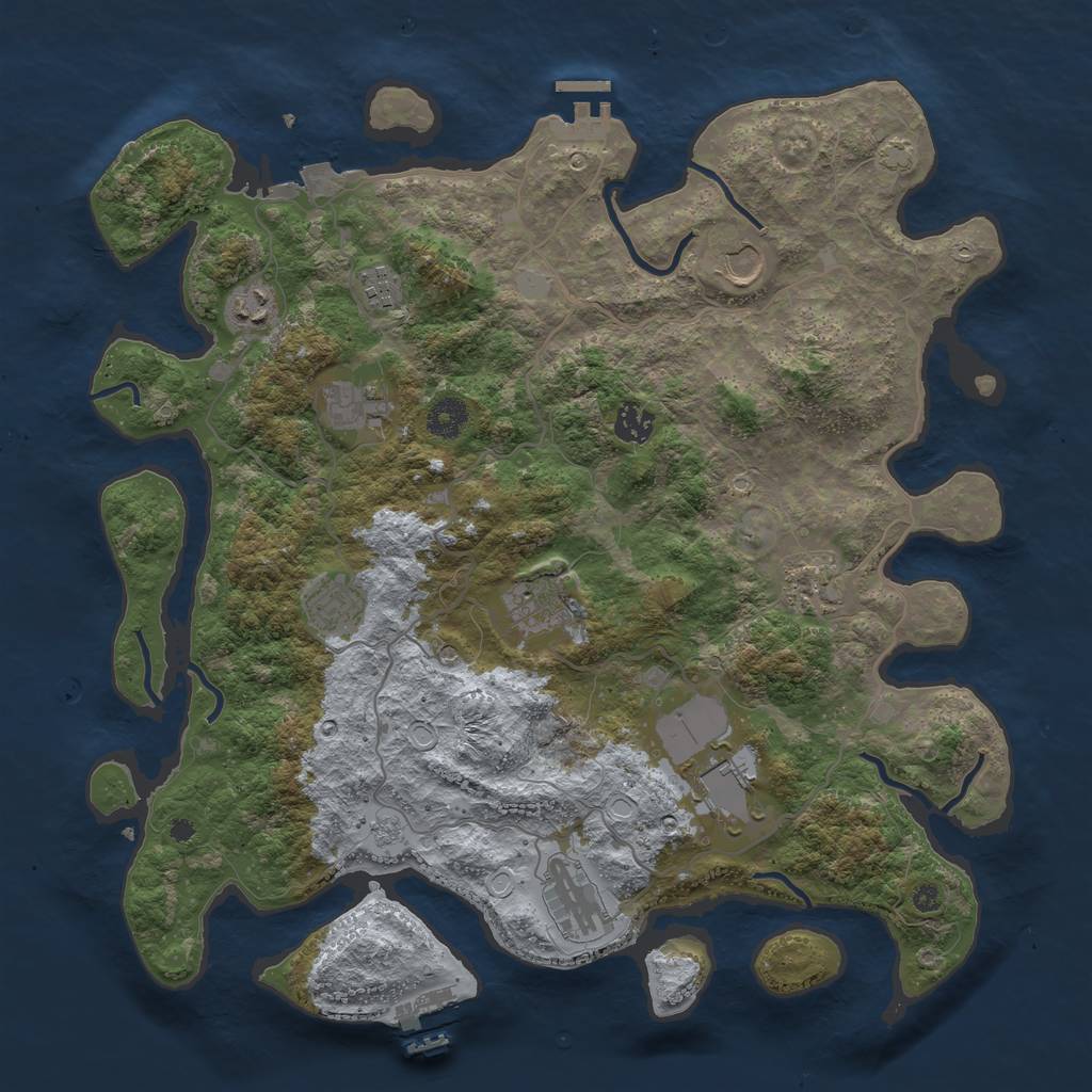 Rust Map: Procedural Map, Size: 4000, Seed: 1534888135, 18 Monuments