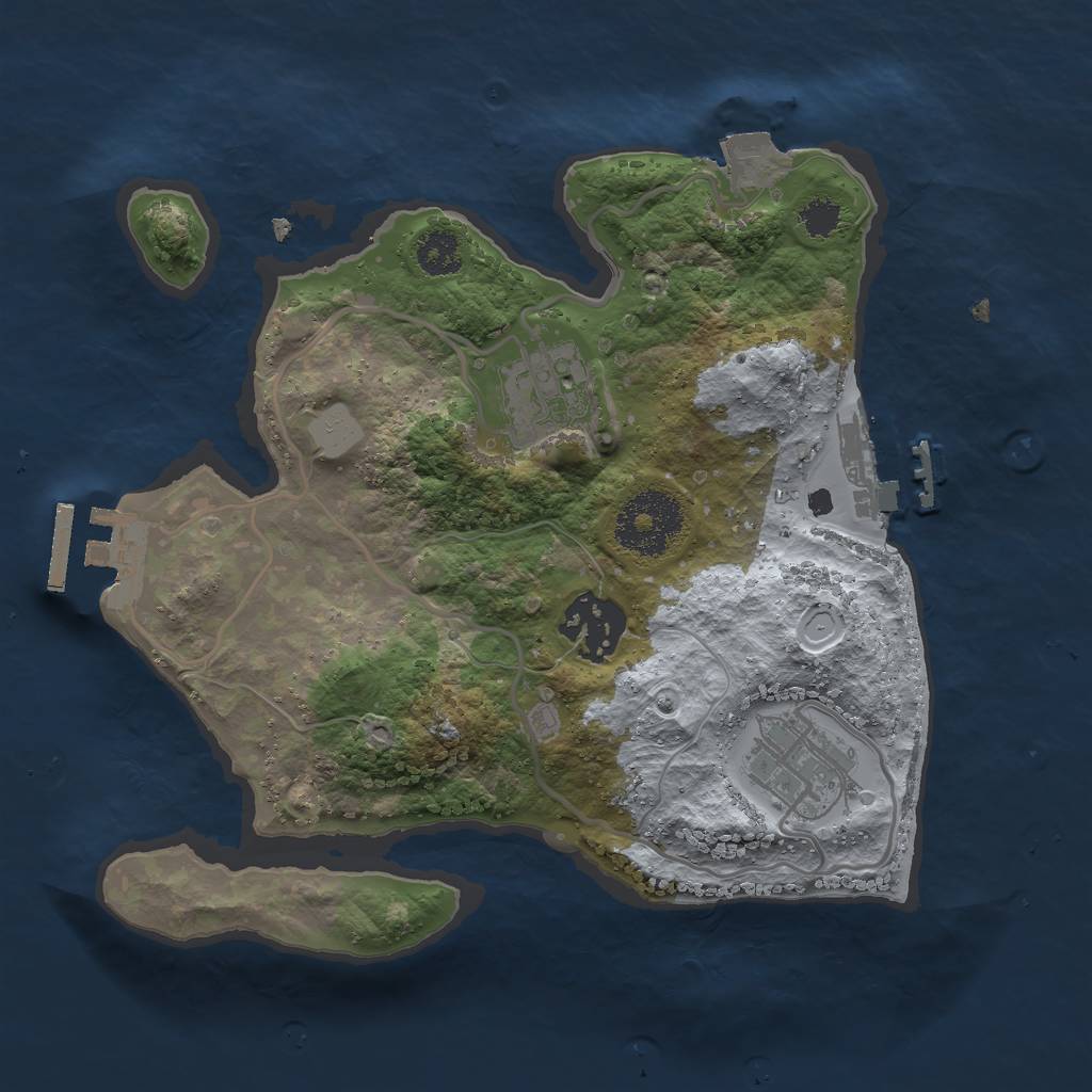 Rust Map: Procedural Map, Size: 2500, Seed: 1690934107, 8 Monuments