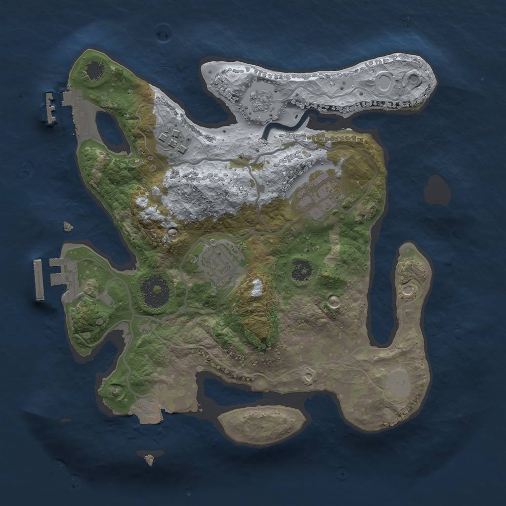 Rust Map: Procedural Map, Size: 2500, Seed: 906899999, 9 Monuments