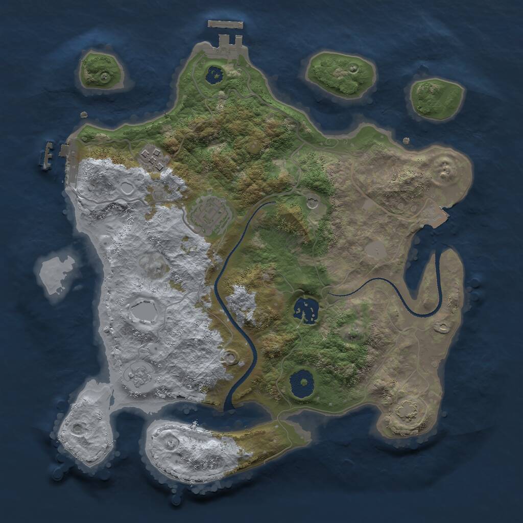 Rust Map: Procedural Map, Size: 3000, Seed: 992586847, 9 Monuments