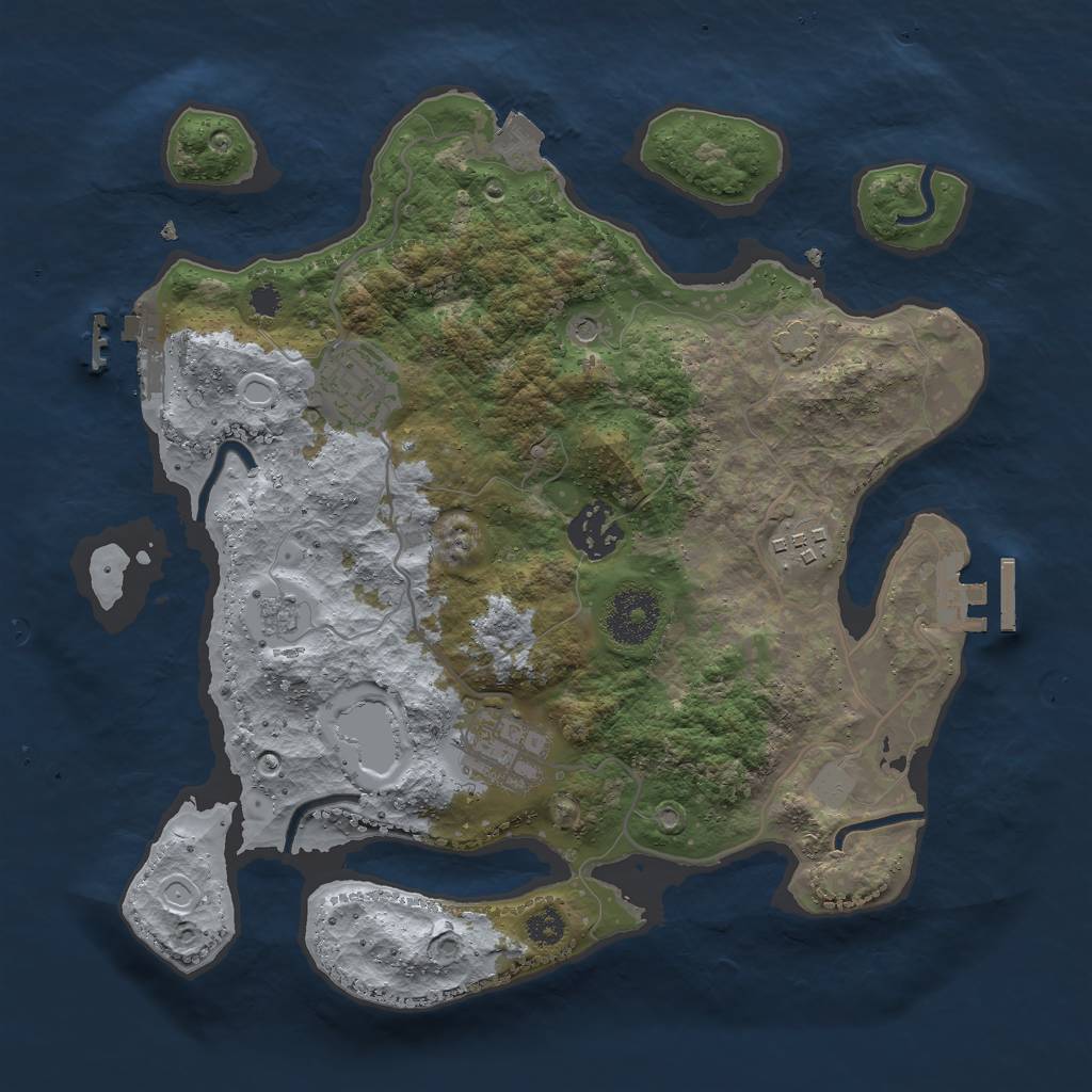 Rust Map: Procedural Map, Size: 3000, Seed: 992586847, 12 Monuments