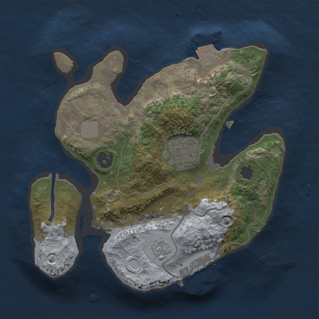 Rust Map: Procedural Map, Size: 2000, Seed: 412343, 6 Monuments