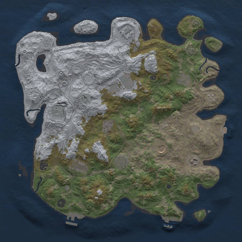 Rust Map: Procedural Map, Size: 4250, Seed: 569479850, 19 Monuments