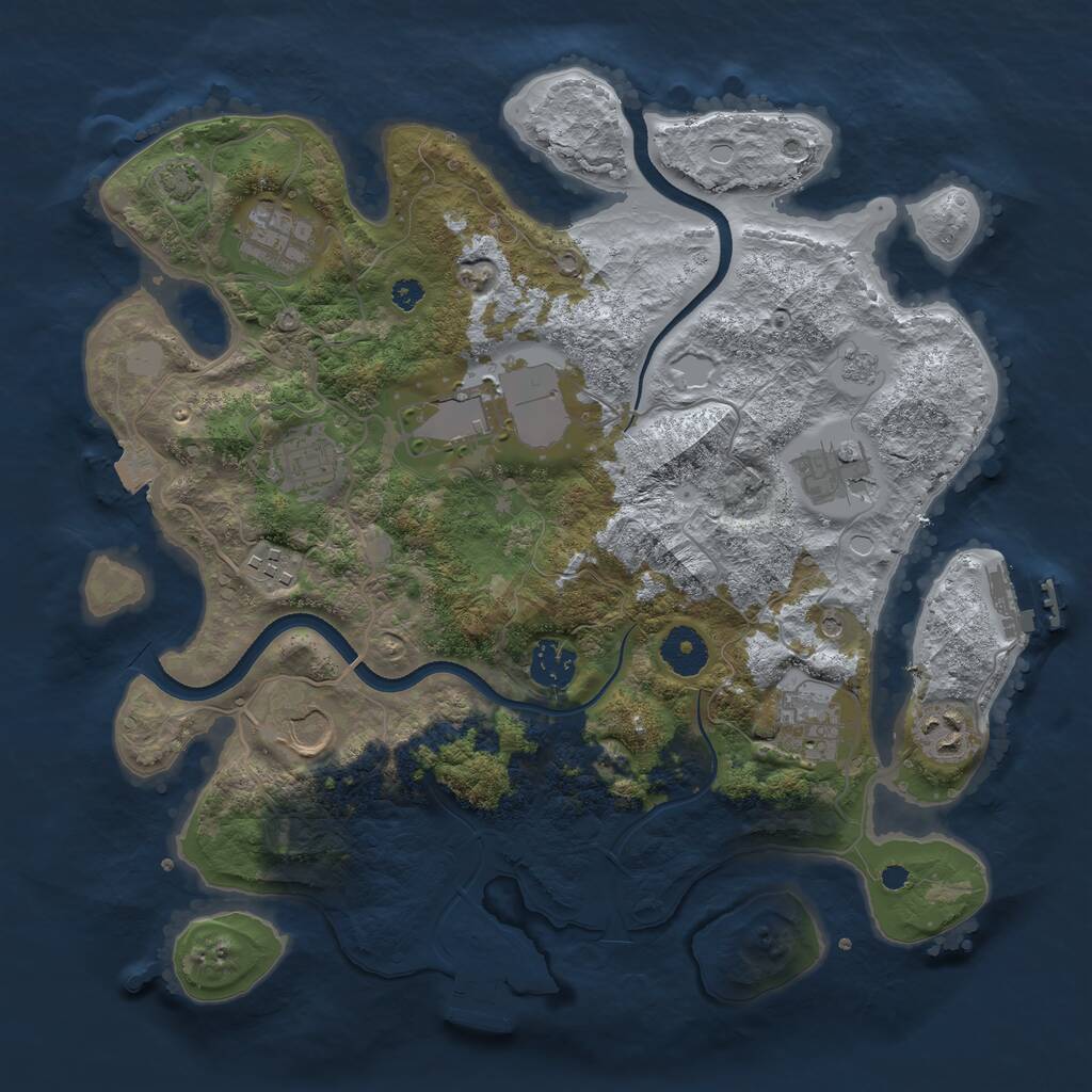 Rust Map: Procedural Map, Size: 3500, Seed: 216374551, 15 Monuments