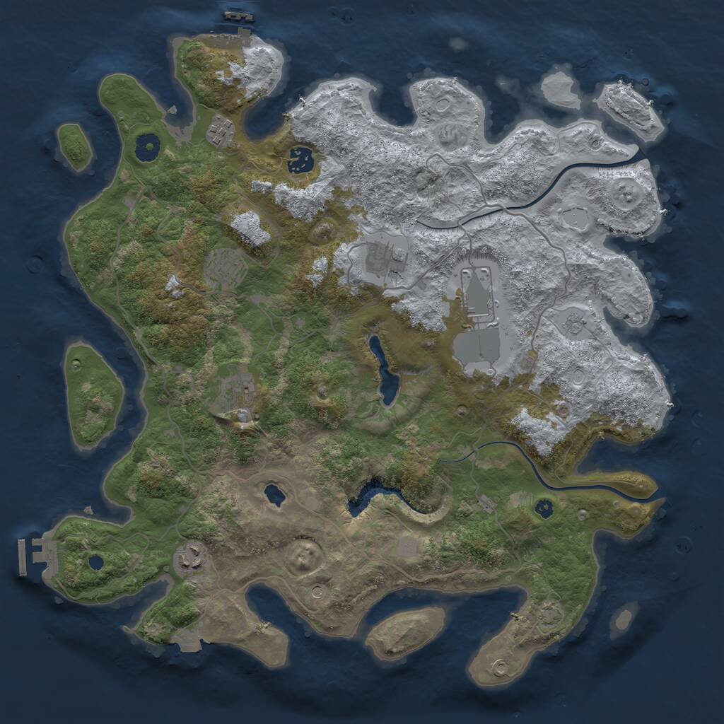 Rust Map: Procedural Map, Size: 4000, Seed: 429366457, 13 Monuments