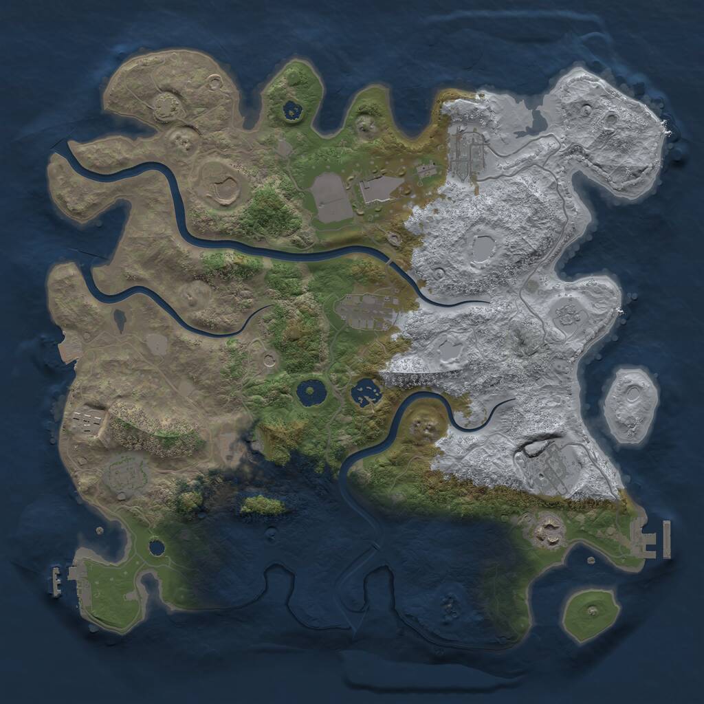 Rust Map: Procedural Map, Size: 3750, Seed: 557206411, 16 Monuments