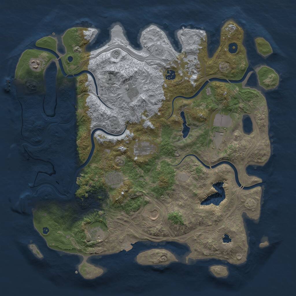 Rust Map: Procedural Map, Size: 4300, Seed: 220194135, 16 Monuments
