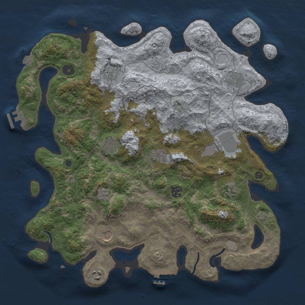 Rust Map: Procedural Map, Size: 4000, Seed: 12312, 18 Monuments