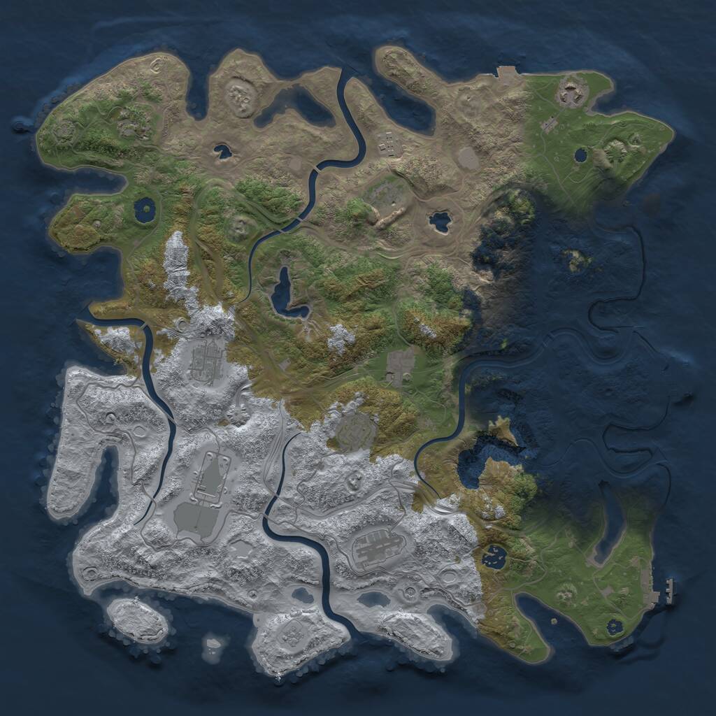 Rust Map: Procedural Map, Size: 4500, Seed: 1950553030, 16 Monuments