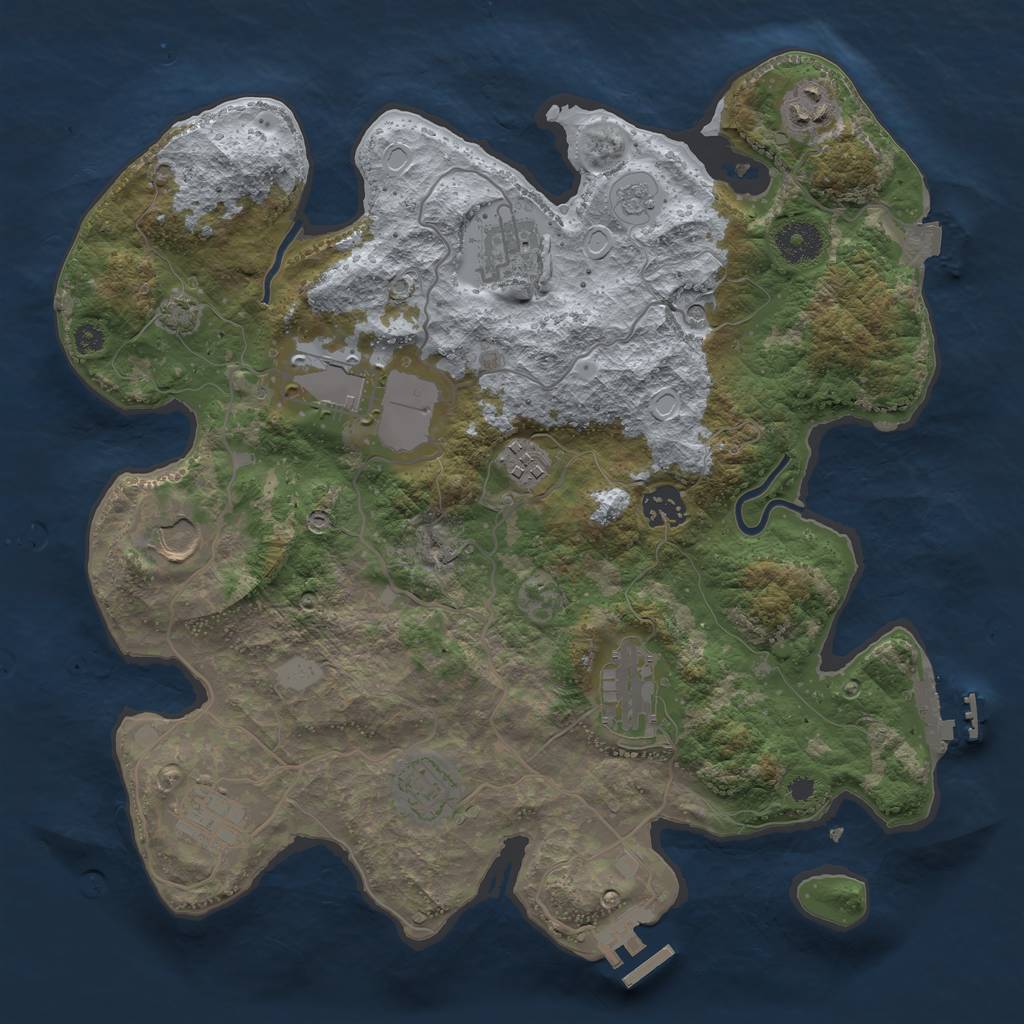 Rust Map: Procedural Map, Size: 3500, Seed: 79778627, 17 Monuments