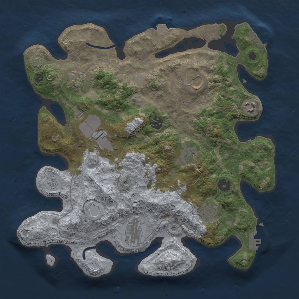 Rust Map: Procedural Map, Size: 3500, Seed: 1698891564, 16 Monuments