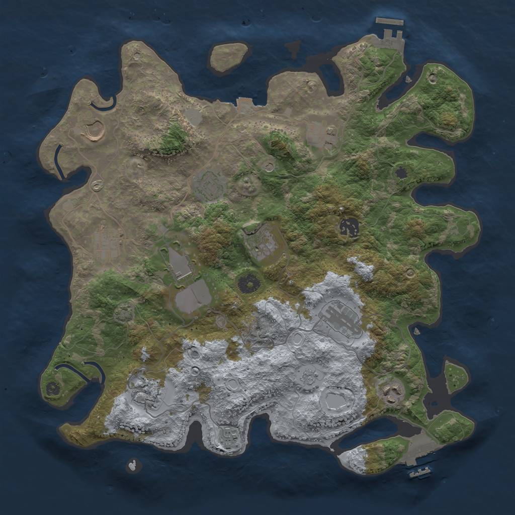 Rust Map: Procedural Map, Size: 3750, Seed: 37233483, 19 Monuments