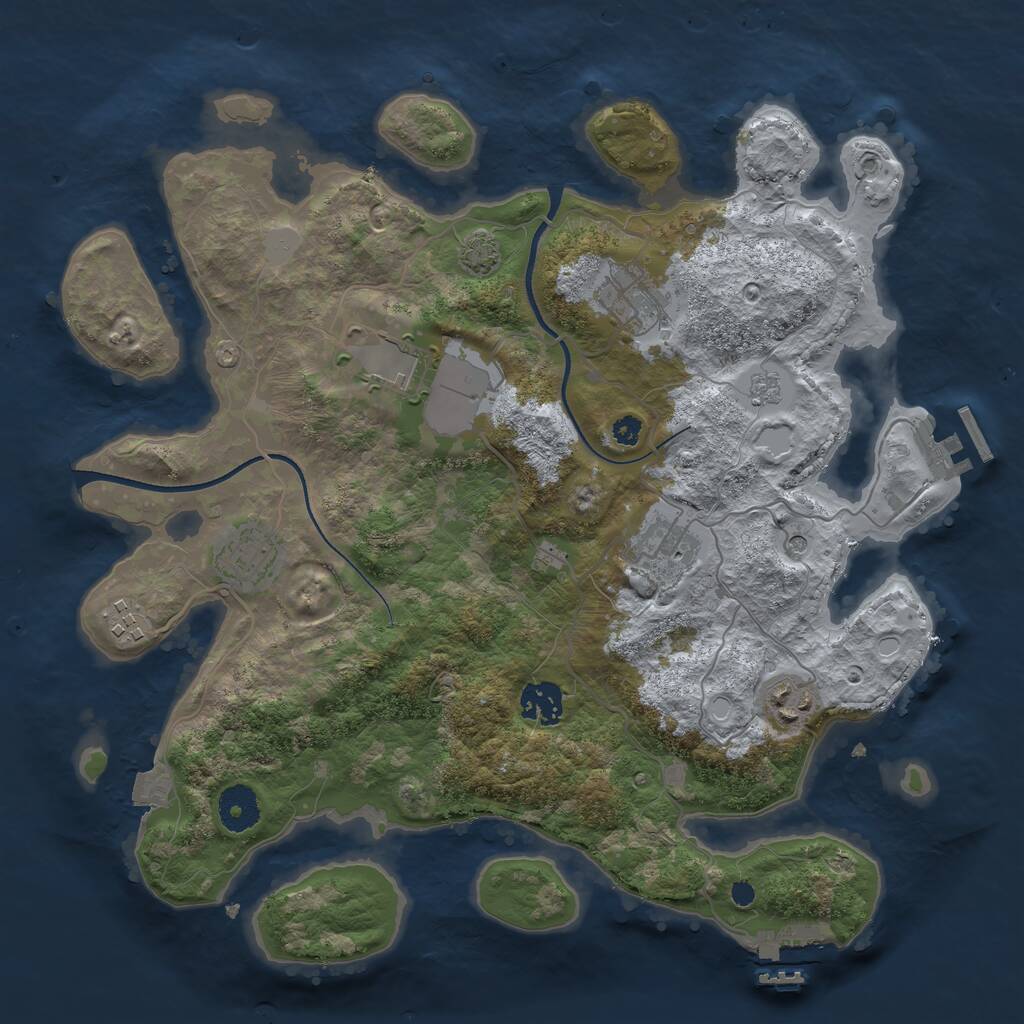 Rust Map: Procedural Map, Size: 3500, Seed: 2087300245, 13 Monuments