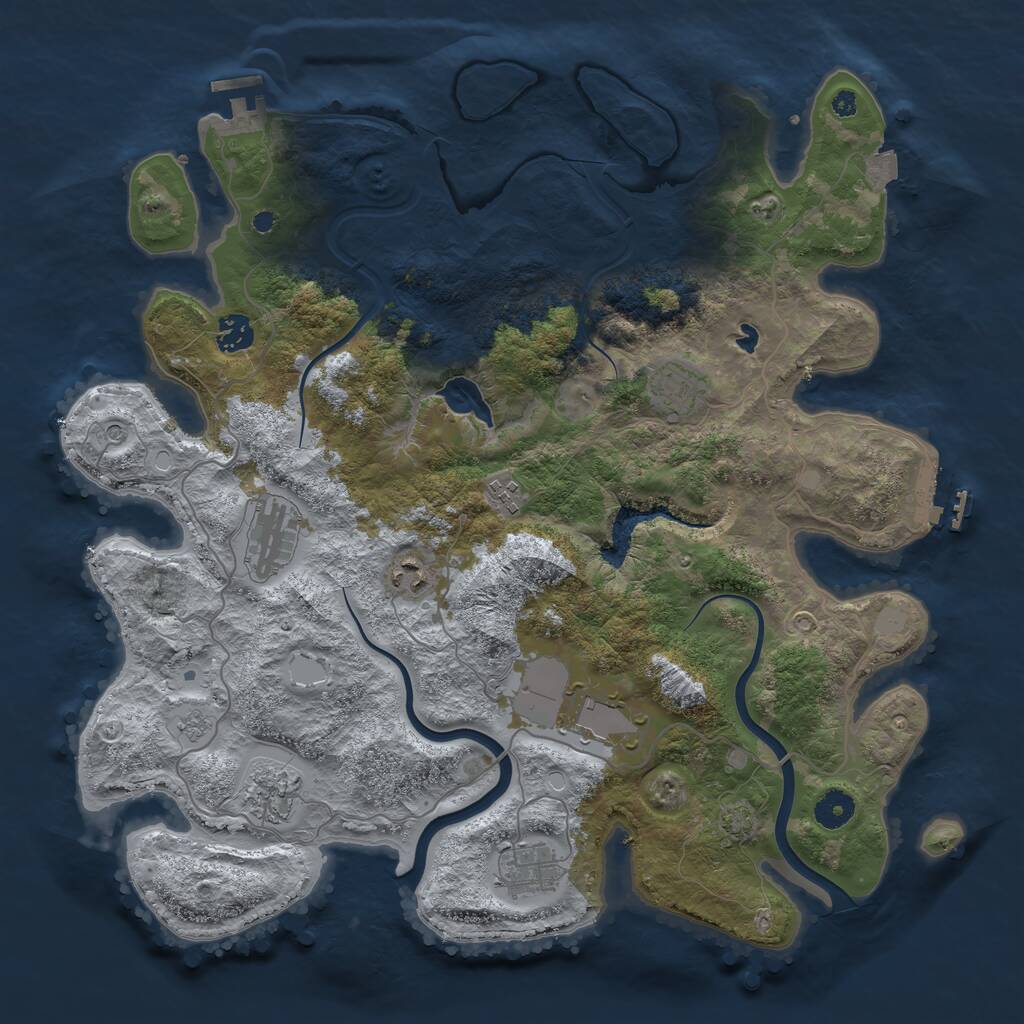 Rust Map: Procedural Map, Size: 4000, Seed: 13791378, 14 Monuments