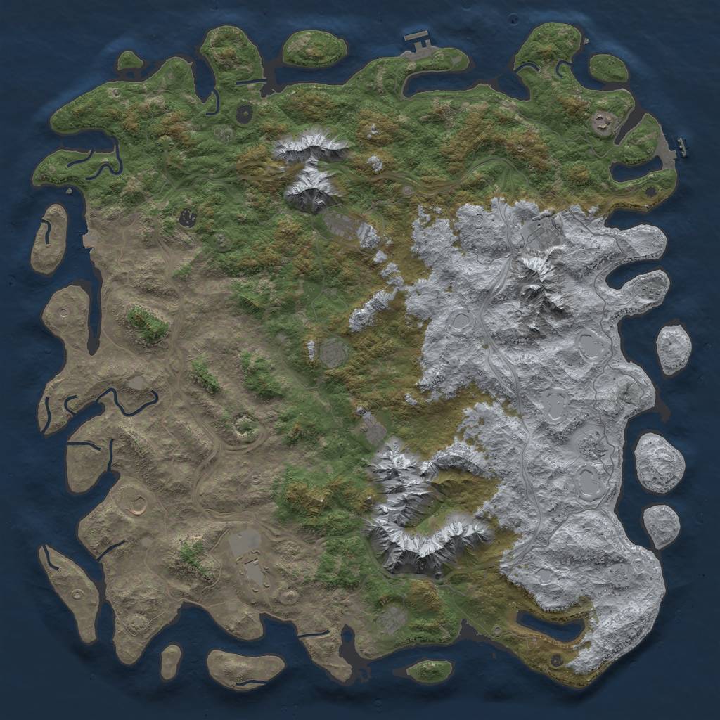 Rust Map: Procedural Map, Size: 6000, Seed: 1290682219, 19 Monuments