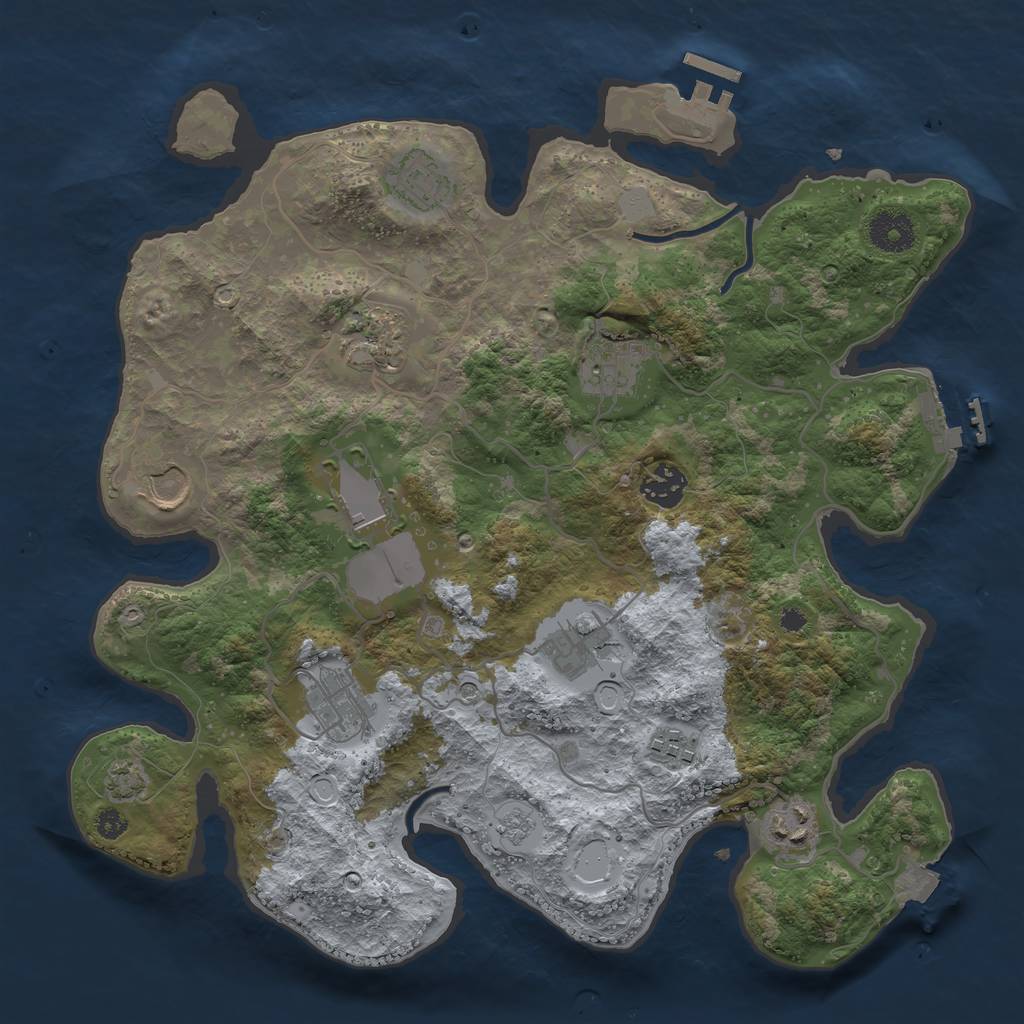 Rust Map: Procedural Map, Size: 3500, Seed: 1582799261, 18 Monuments