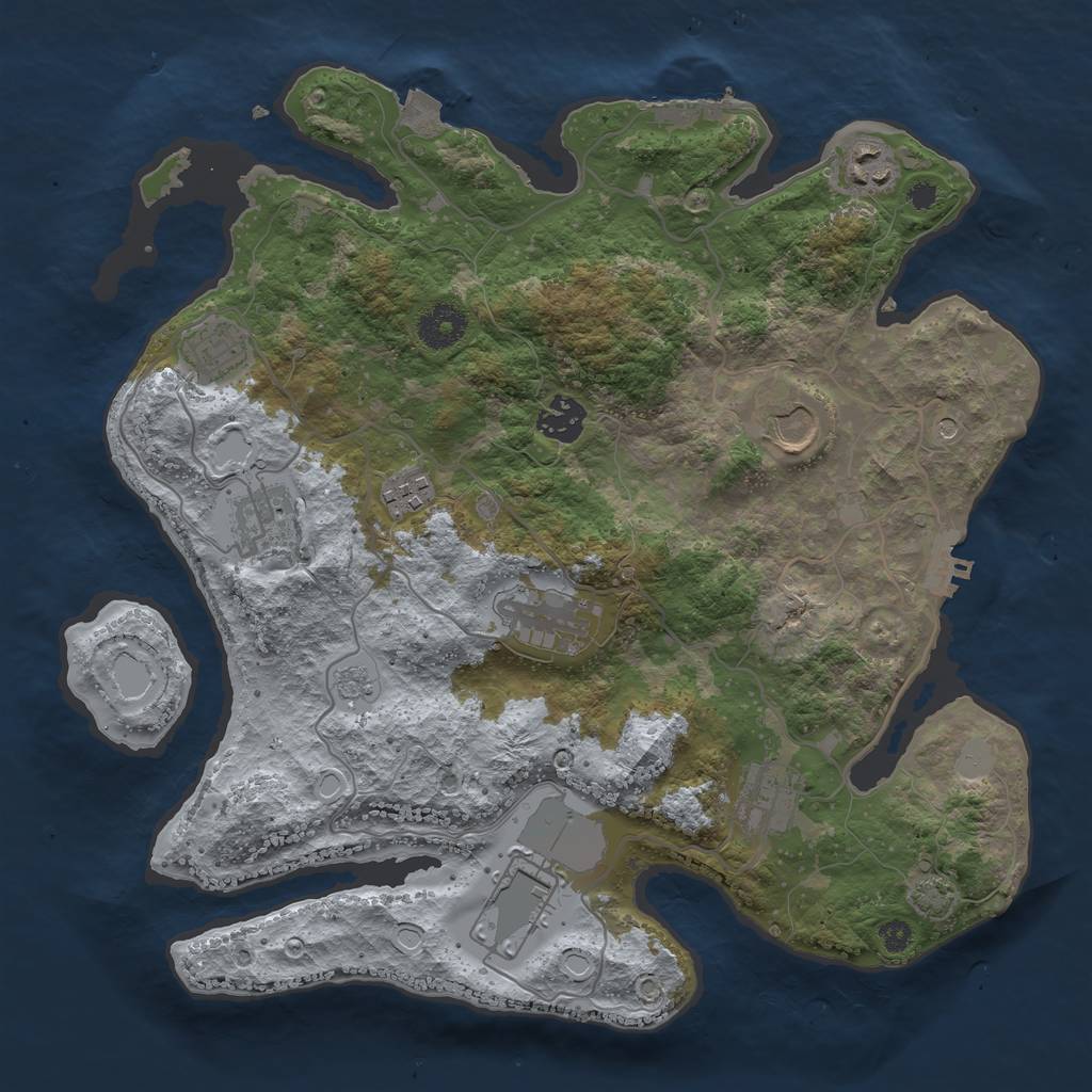Rust Map: Procedural Map, Size: 3500, Seed: 1471610102, 17 Monuments