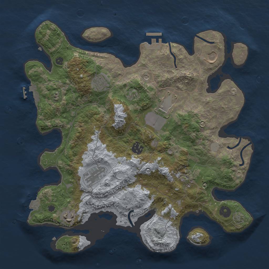 Rust Map: Procedural Map, Size: 3500, Seed: 1034964745, 15 Monuments