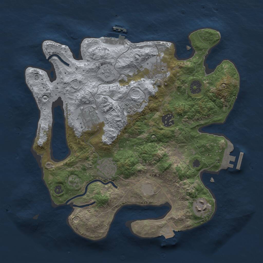 Rust Map: Procedural Map, Size: 3000, Seed: 1346136, 10 Monuments