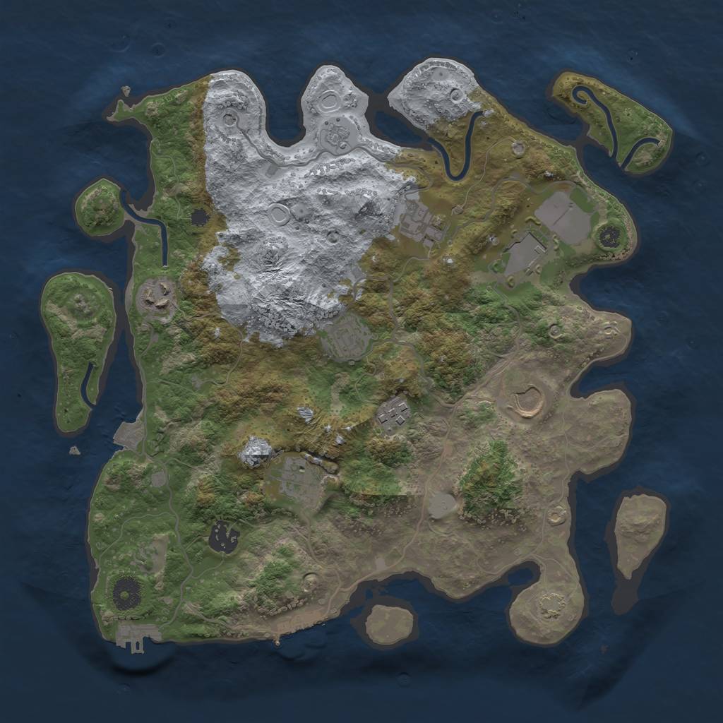 Rust Map: Procedural Map, Size: 3500, Seed: 734264938, 16 Monuments