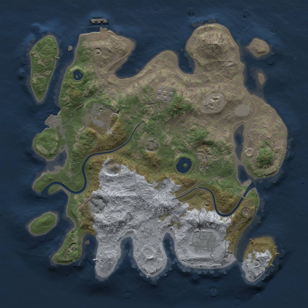 Rust Map: Procedural Map, Size: 3000, Seed: 418860, 9 Monuments