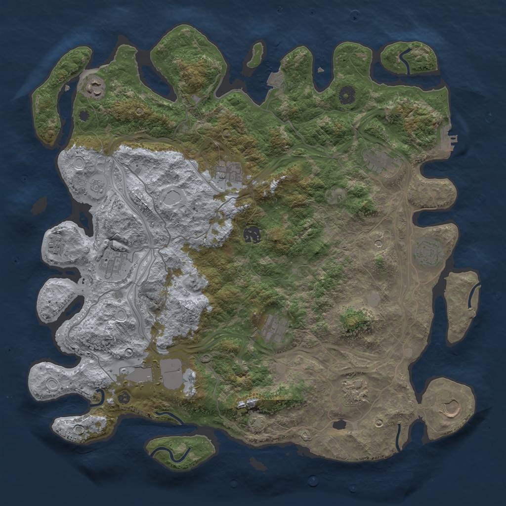 Rust Map: Procedural Map, Size: 4250, Seed: 1829680412, 18 Monuments