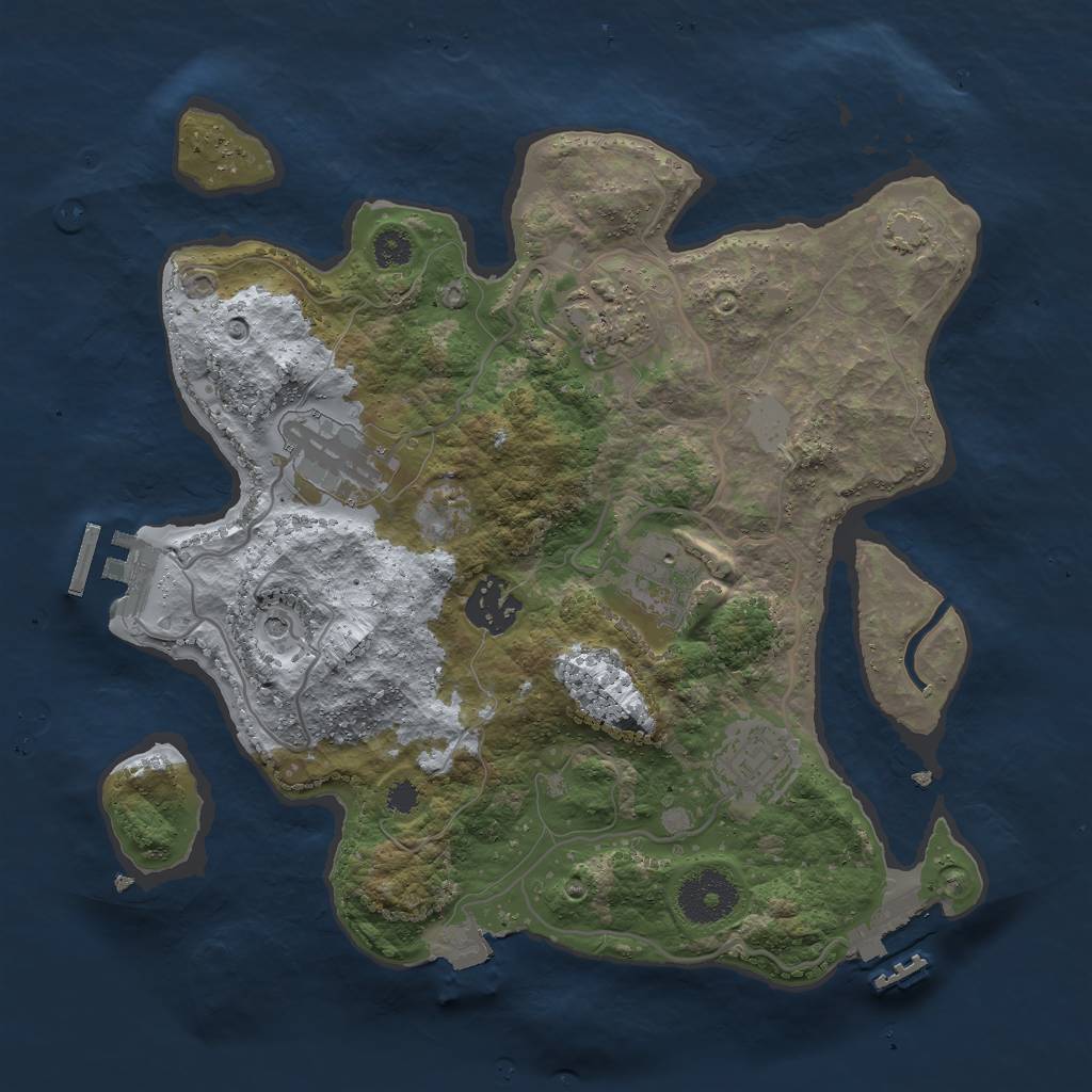 Rust Map: Procedural Map, Size: 3000, Seed: 28552, 12 Monuments