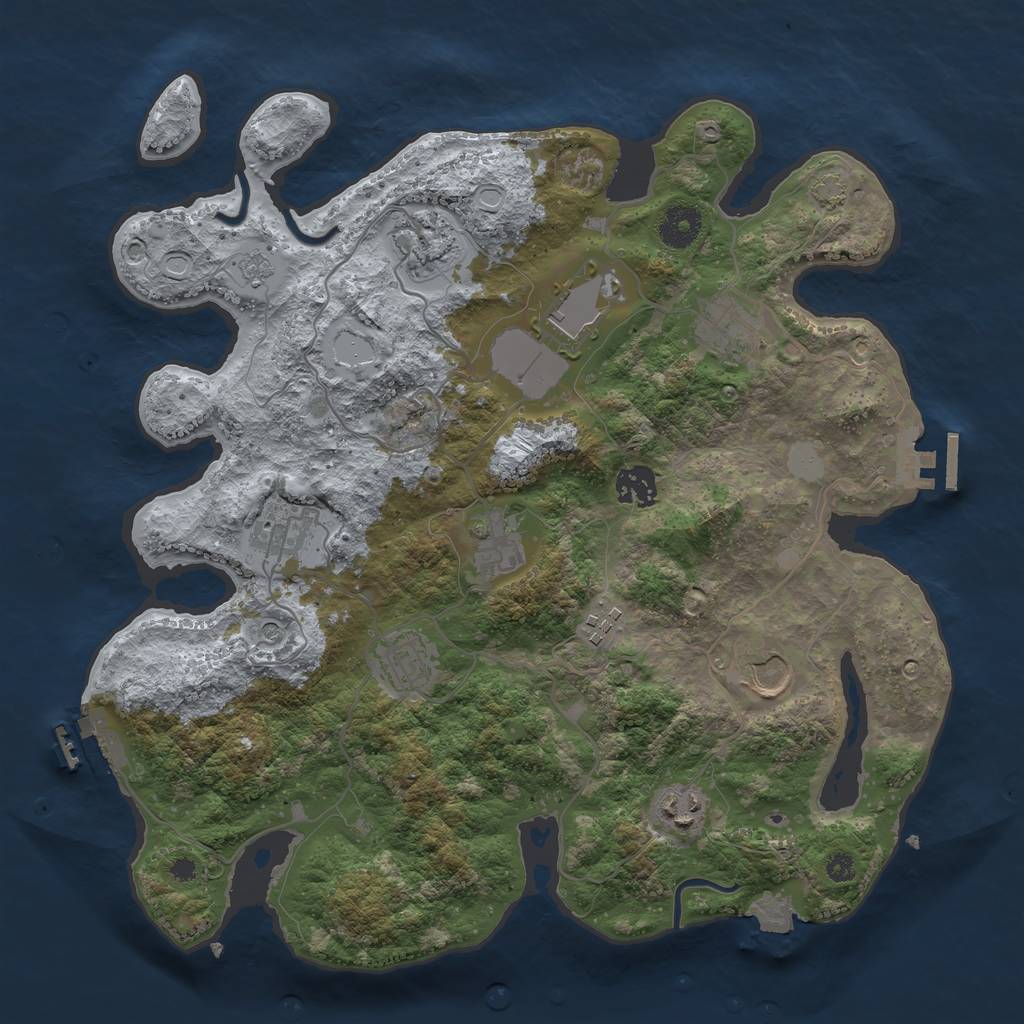 Rust Map: Procedural Map, Size: 3600, Seed: 933304686, 18 Monuments