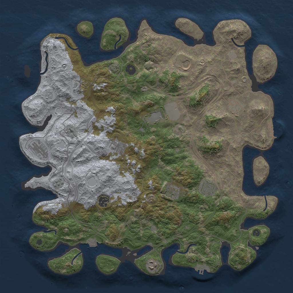 Rust Map: Procedural Map, Size: 4300, Seed: 75702744, 19 Monuments